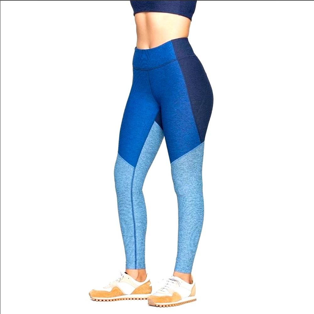 Outdoor Voices Tri-Tone Warmup Leggings Blue Small